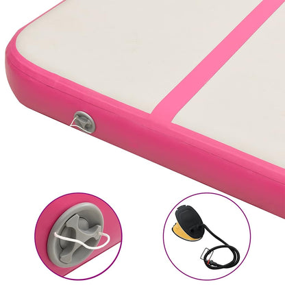 Inflatable Gymnastics Mat with Pump 500x100x15 cm PVC Pink