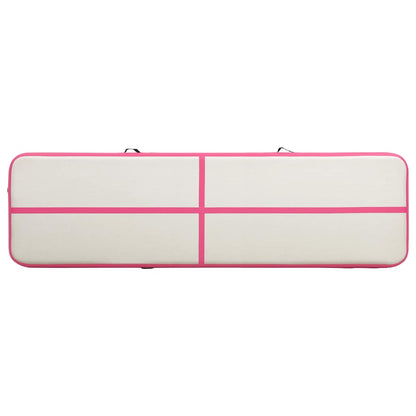 Inflatable Gymnastics Mat with Pump 600x100x15 cm PVC Pink
