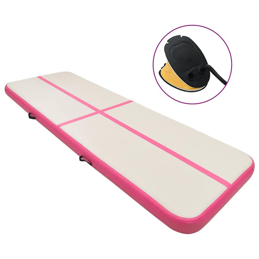 Inflatable Gymnastics Mat with Pump 400x100x20 cm PVC Pink