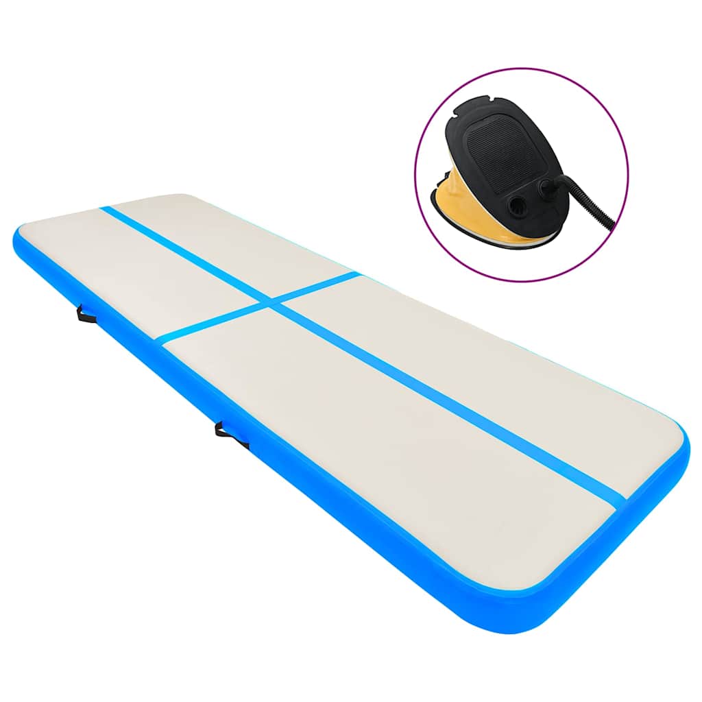 Inflatable Gymnastics Mat with Pump 500x100x20 cm PVC Blue