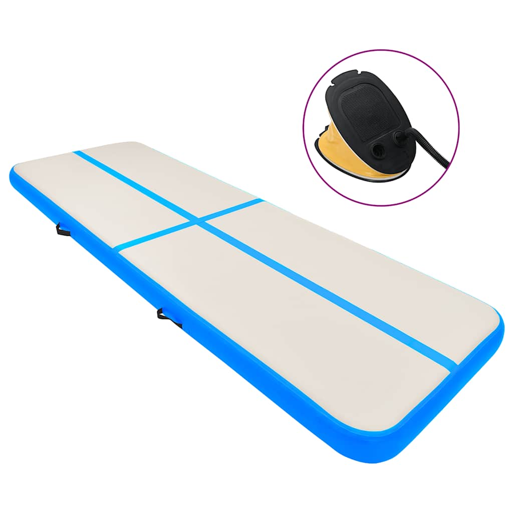 Inflatable Gymnastics Mat with Pump 600x100x20 cm PVC Blue