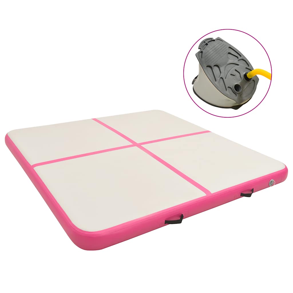 Inflatable Gymnastics Mat with Pump 200x200x15 cm PVC Pink