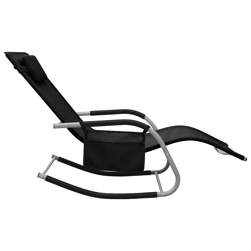 Sun Lounger | Set of 2 | Black and Grey | Textilene | Standard