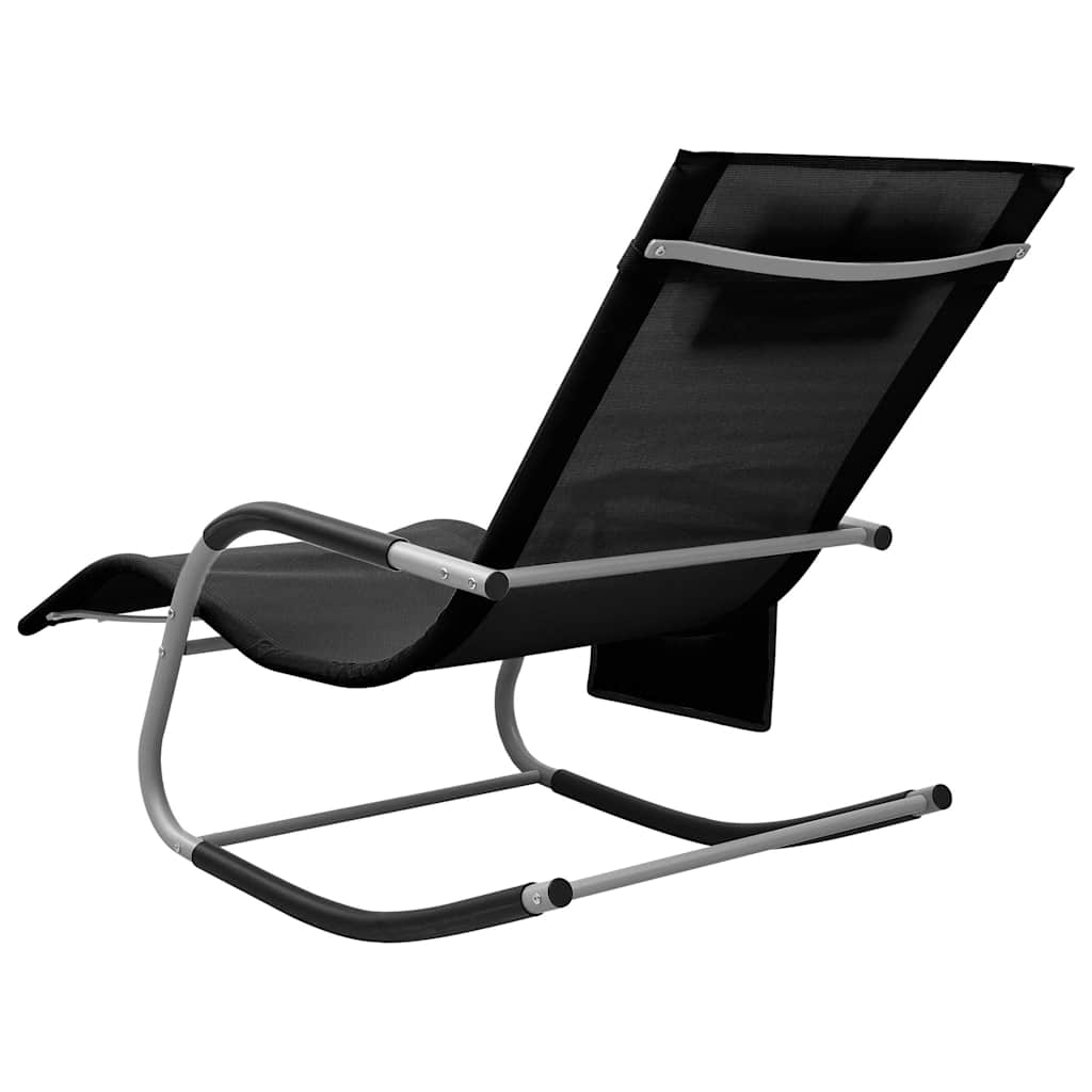 Sun Lounger | Set of 2 | Black and Grey | Textilene | Standard