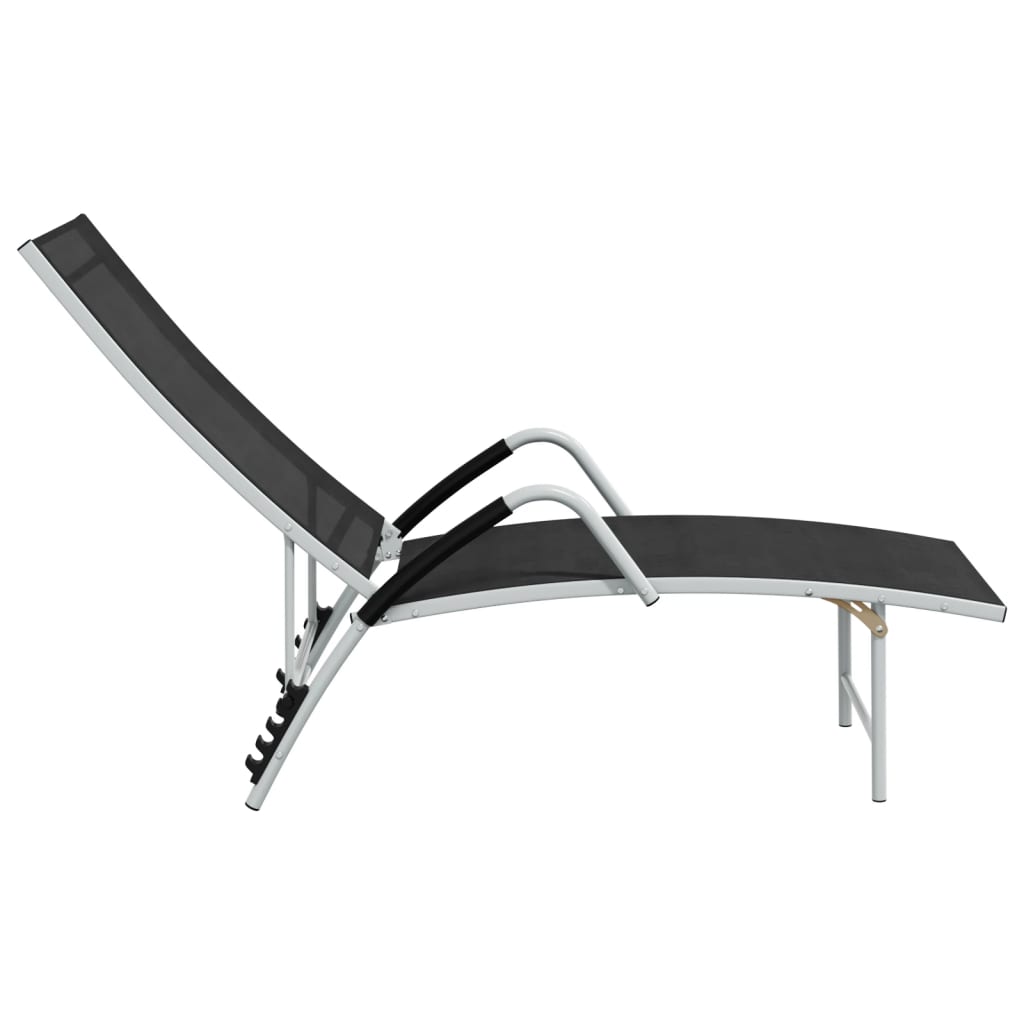 Sun Lounger | Black and silver | Textilene and aluminium | Standard