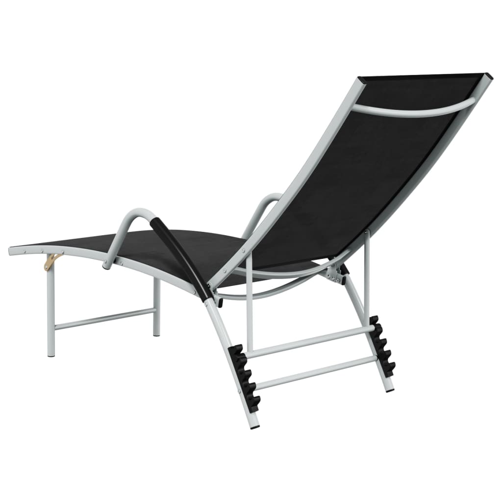 Sun Lounger | Black and silver | Textilene and aluminium | Standard