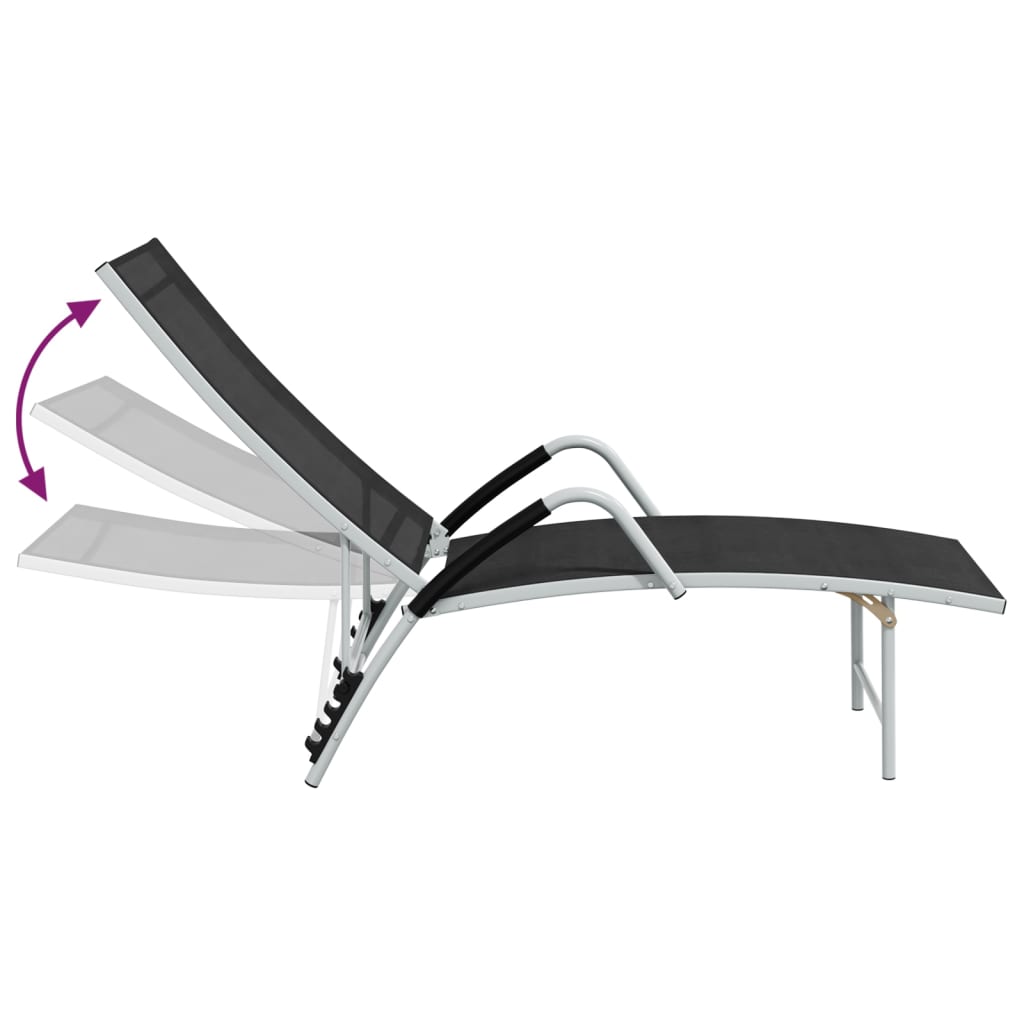 Sun Lounger | Black and silver | Textilene and aluminium | Standard