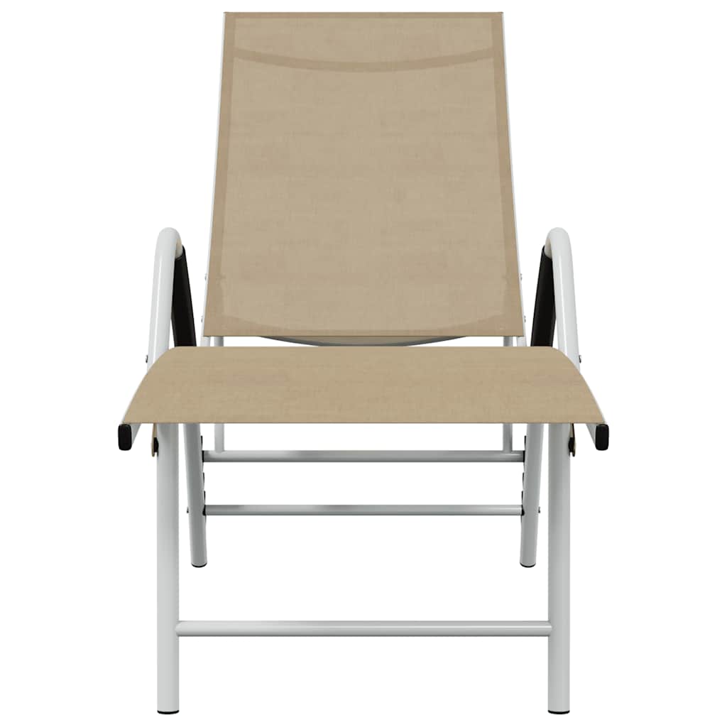 Sun Lounger Textilene and Aluminium Cream