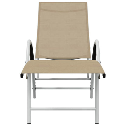 Sun Lounger Textilene and Aluminium Cream