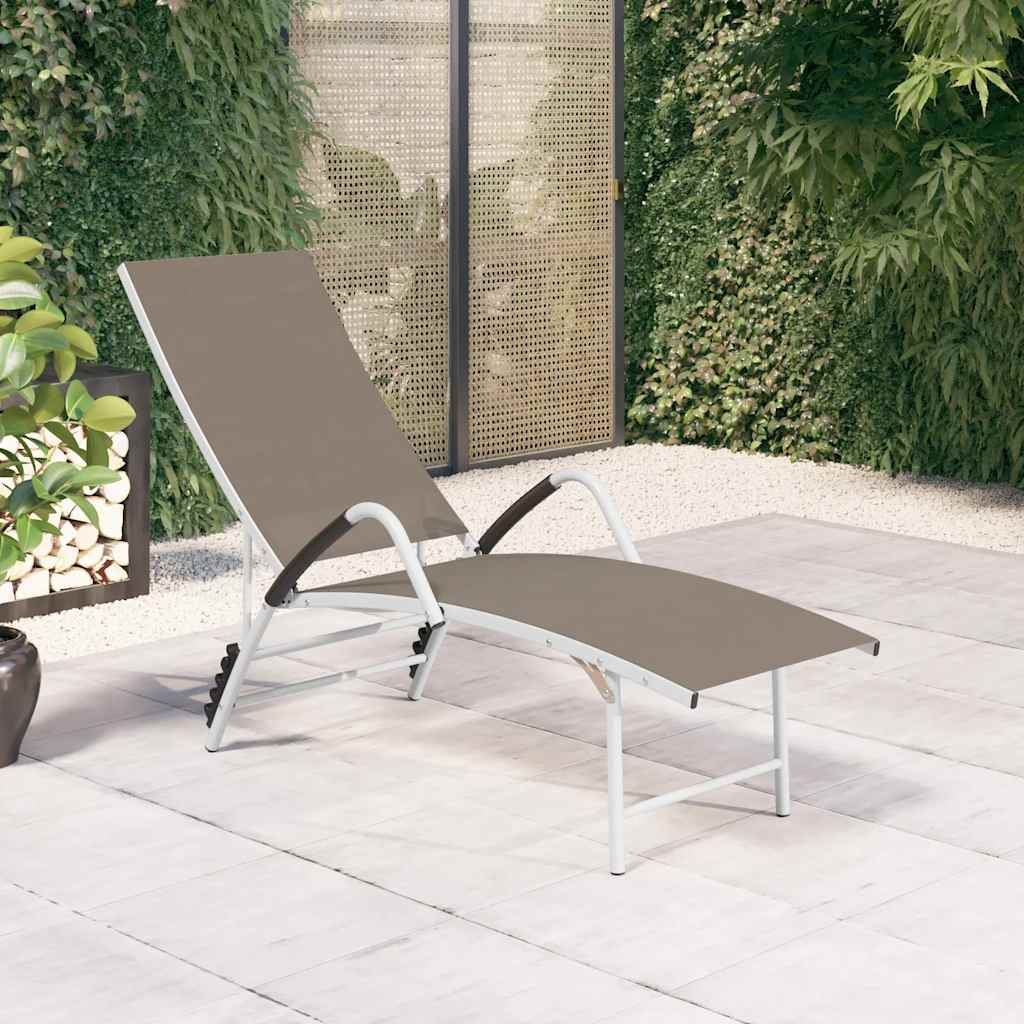 310523 vidaXL Sun Lounger Textilene and Aluminium Taupe