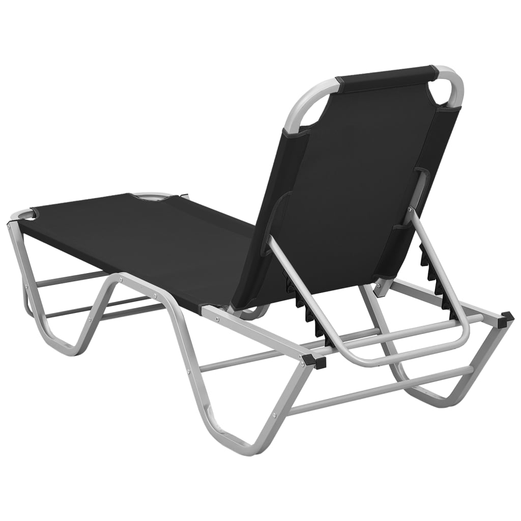 Sun Lounger | Black and silver | Aluminium, Textilene | Standard