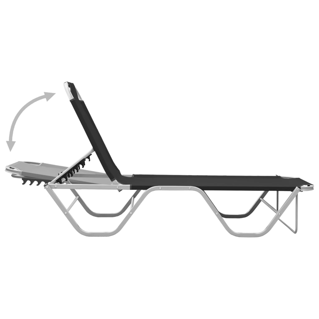 Sun Lounger | Black and silver | Aluminium, Textilene | Standard