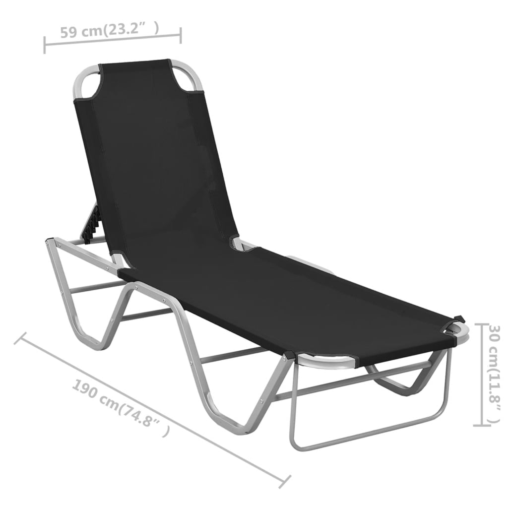 Sun Lounger | Black and silver | Aluminium, Textilene | Standard