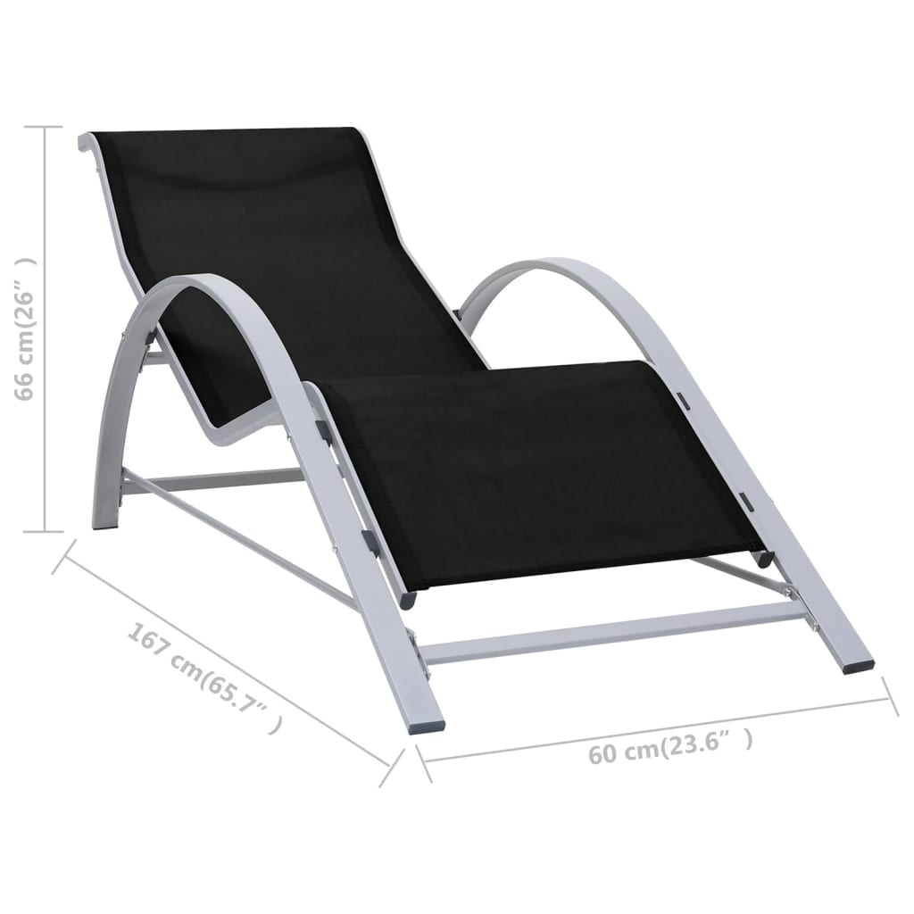 Sunlounger | Black | Textilene, Aluminium, Steel | Standard | Ergonomic