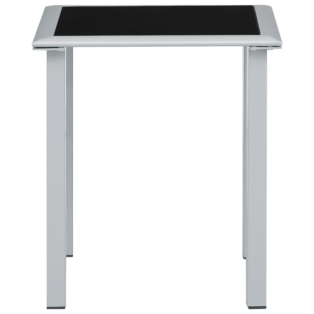 Sun Lounger | Black, Silver | Aluminium, Textilene, Steel, Tempered Glass