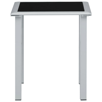 Sun Lounger | Black, Silver | Aluminium, Textilene, Steel, Tempered Glass