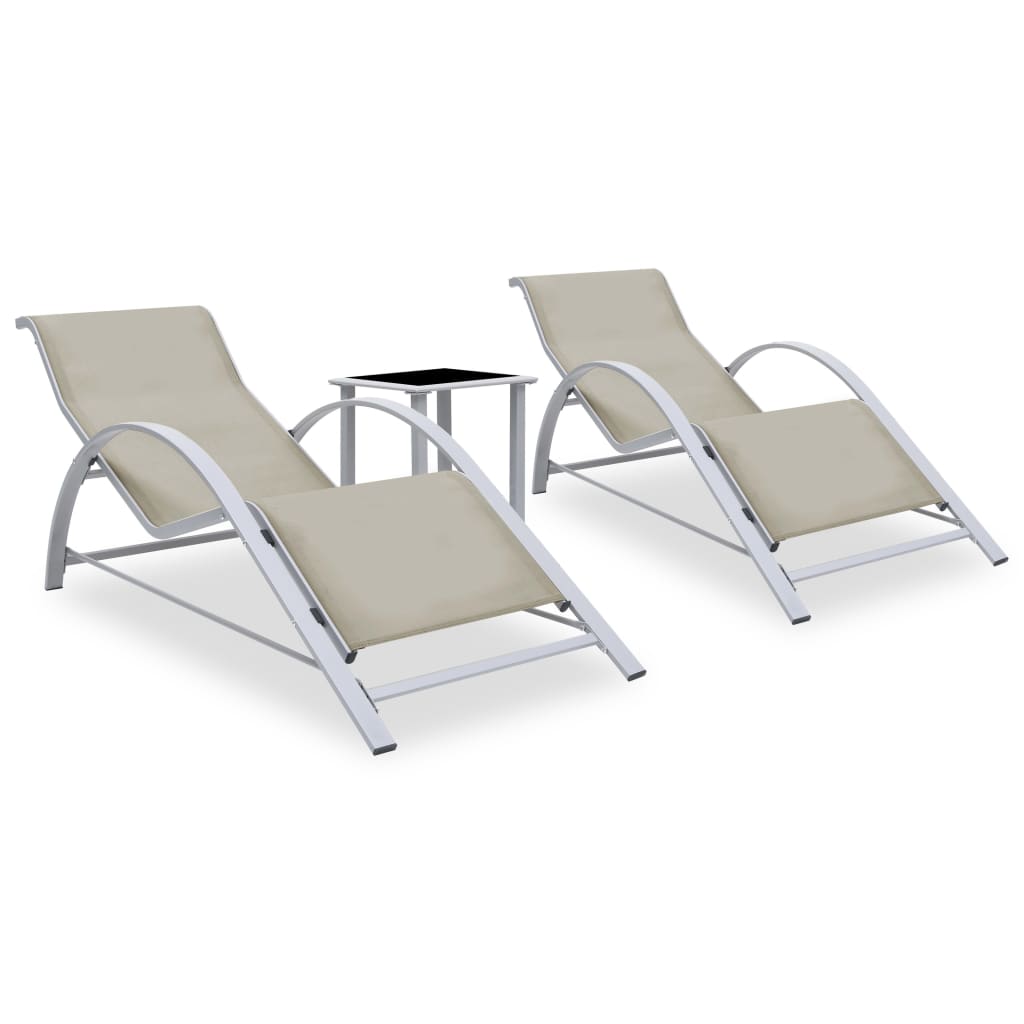 Sun Lounger | Cream for loungers, Black and Silver for table