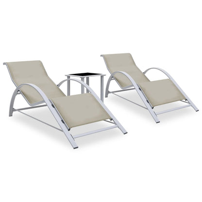 Sun Lounger | Cream for loungers, Black and Silver for table