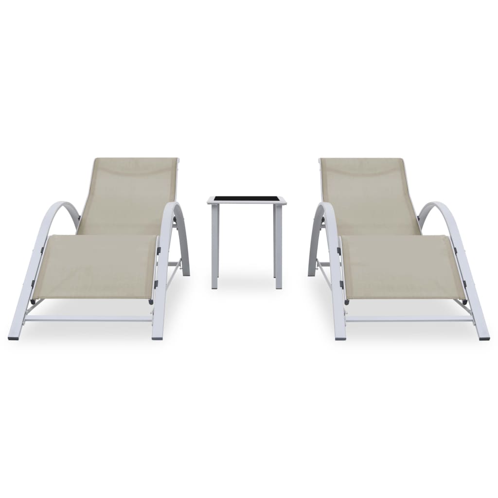 Sun Lounger | Cream for loungers, Black and Silver for table