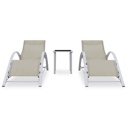 Sun Lounger | Cream for loungers, Black and Silver for table