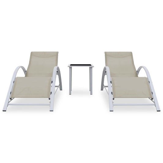 Sun Lounger | Cream for loungers, Black and Silver for table