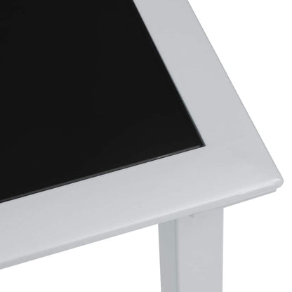 Garden Table Black and Silver 41x41x45 cm Steel and Glass