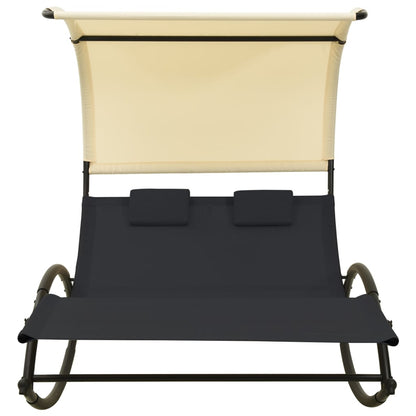 Sun Lounger | Black and cream | Textilene, Steel | Large | Sun Lounger