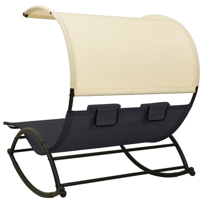 Sun Lounger | Black and cream | Textilene, Steel | Large | Sun Lounger