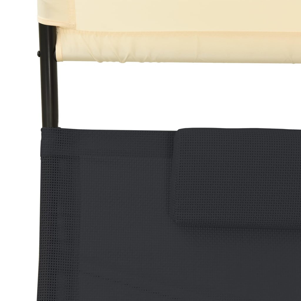 Sun Lounger | Black and cream | Textilene, Steel | Large | Sun Lounger