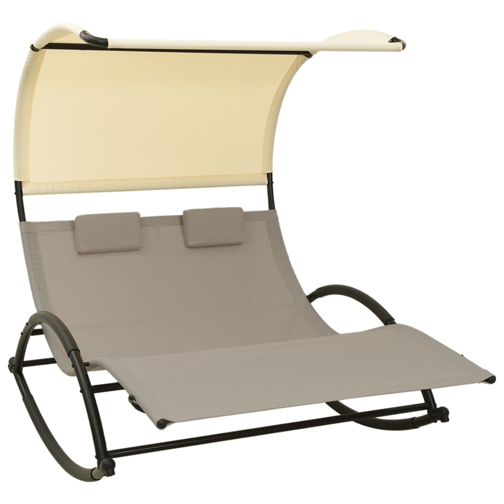 Sun Lounger | Taupe and Cream | Textilene, Steel | Large