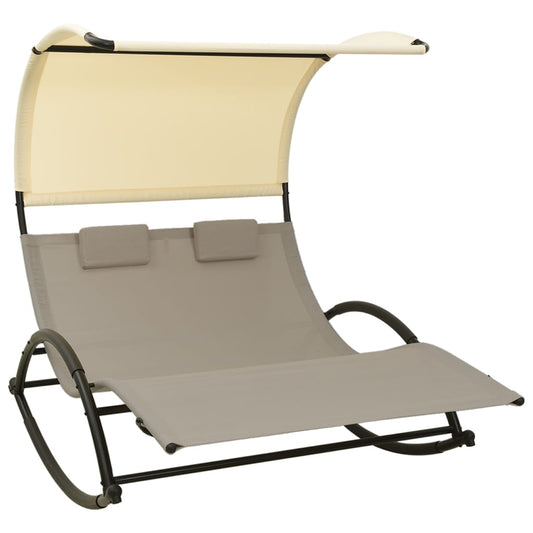 Sun Lounger | Taupe and Cream | Textilene, Steel | Large