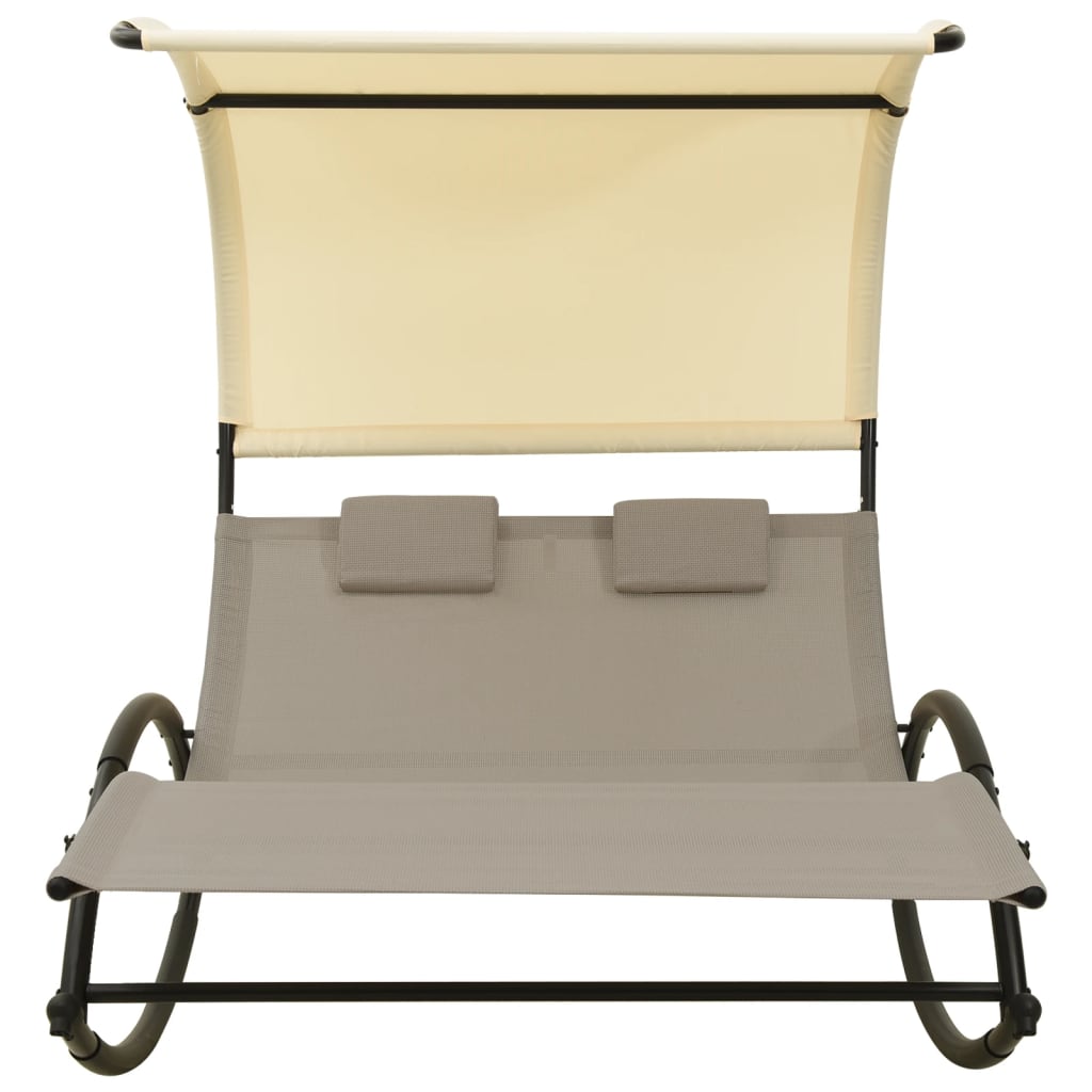 Sun Lounger | Taupe and Cream | Textilene, Steel | Large
