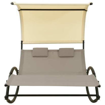 Sun Lounger | Taupe and Cream | Textilene, Steel | Large