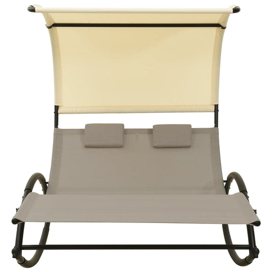 Sun Lounger | Taupe and Cream | Textilene, Steel | Large