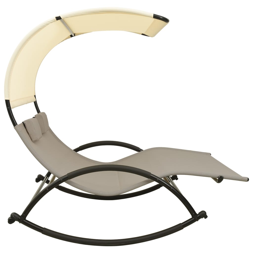 Sun Lounger | Taupe and Cream | Textilene, Steel | Large