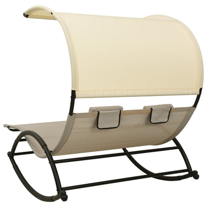 Sun Lounger | Taupe and Cream | Textilene, Steel | Large