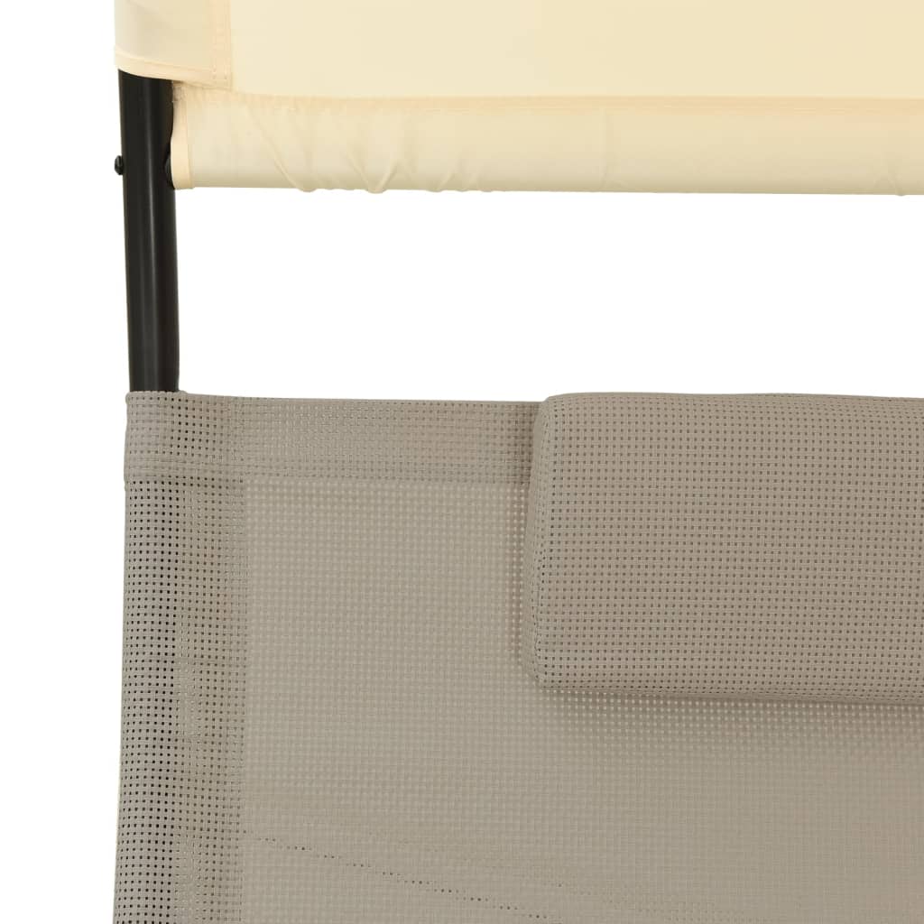 Sun Lounger | Taupe and Cream | Textilene, Steel | Large