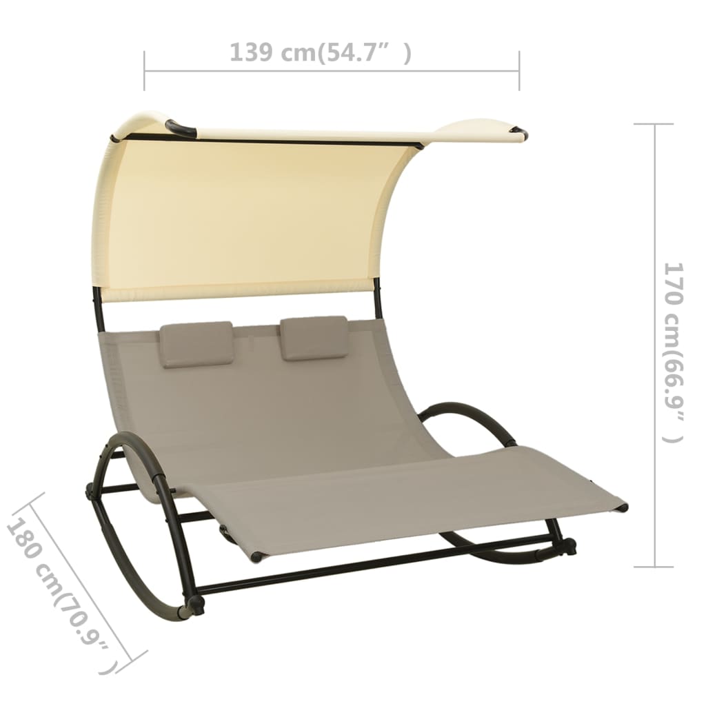 Sun Lounger | Taupe and Cream | Textilene, Steel | Large