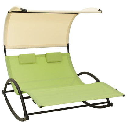 Sun Lounger | Green and cream | Textilene, Steel | Double