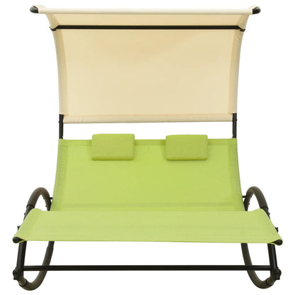 Sun Lounger | Green and cream | Textilene, Steel | Double