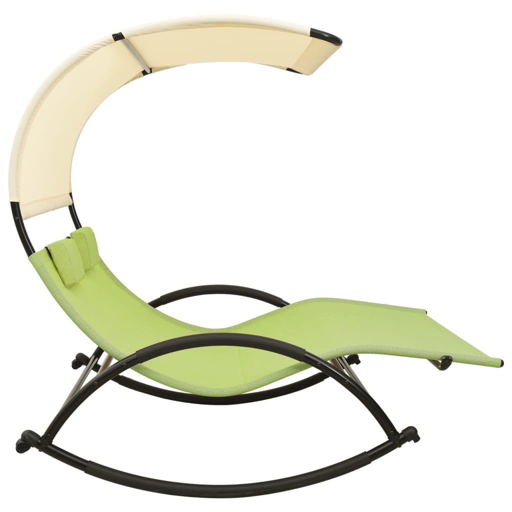 Sun Lounger | Green and cream | Textilene, Steel | Double