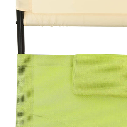 Sun Lounger | Green and cream | Textilene, Steel | Double