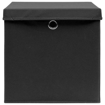 Storage Boxes with Covers 10 pcs 28x28x28 cm Black