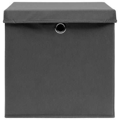 Storage Boxes with Covers 10 pcs 28x28x28 cm Grey