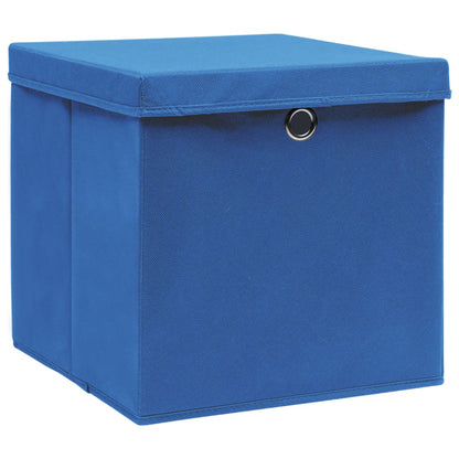Storage Boxes with Covers 4 pcs 28x28x28 cm Blue