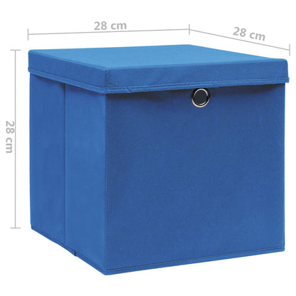 Storage Boxes with Covers 4 pcs 28x28x28 cm Blue