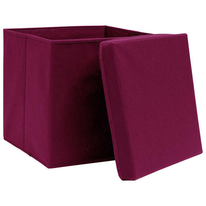 Storage Boxes with Covers 4 pcs 28x28x28 cm Dark Red
