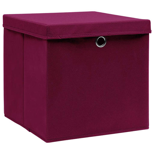 Storage Boxes with Covers 10 pcs 28x28x28 cm Dark Red