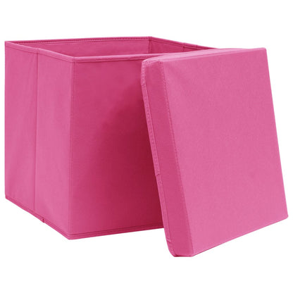 Storage Boxes with Covers 4 pcs 28x28x28 cm Pink