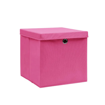 Storage Box | Set of 10 | Pink | Non-woven fabric | 28x28x28 cm